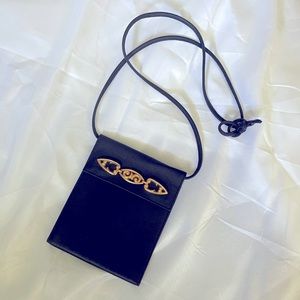 Vintage Card Wallet Strap Purse Gold and Black